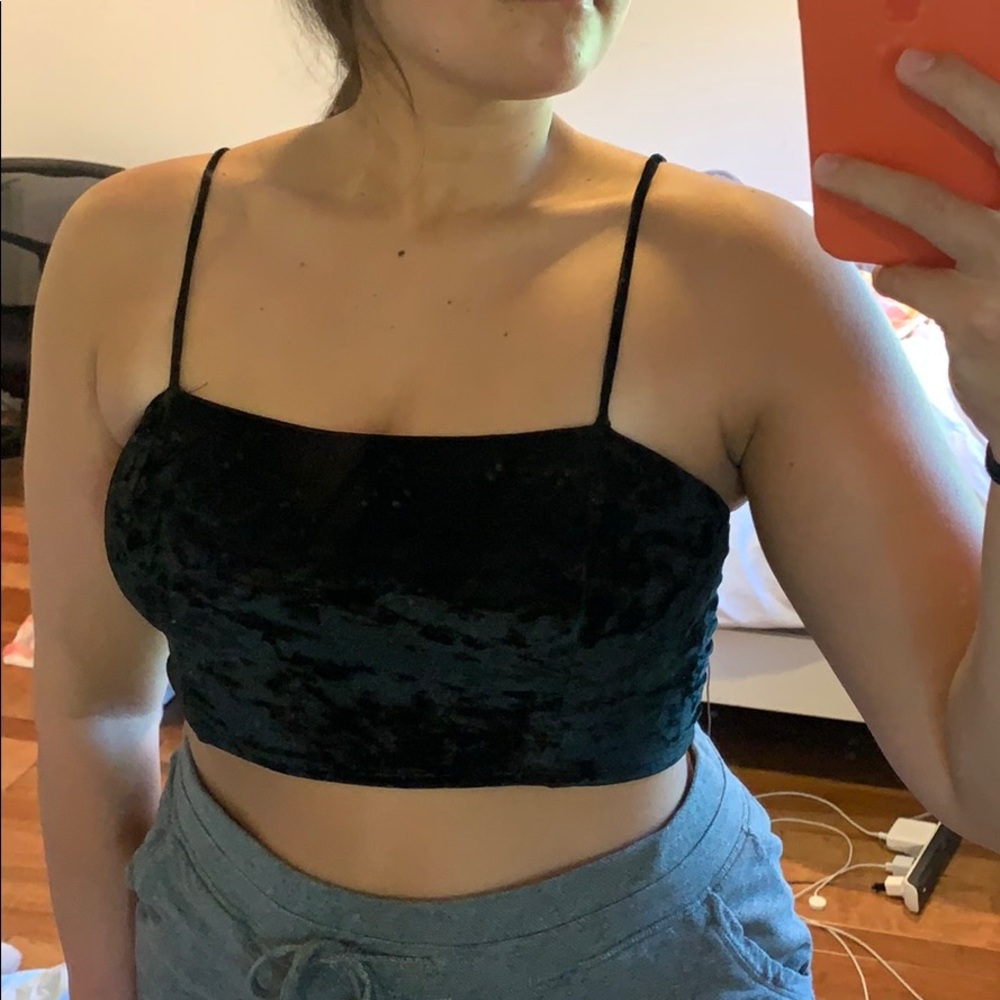 Black Urban Outfitters Velvet crop top